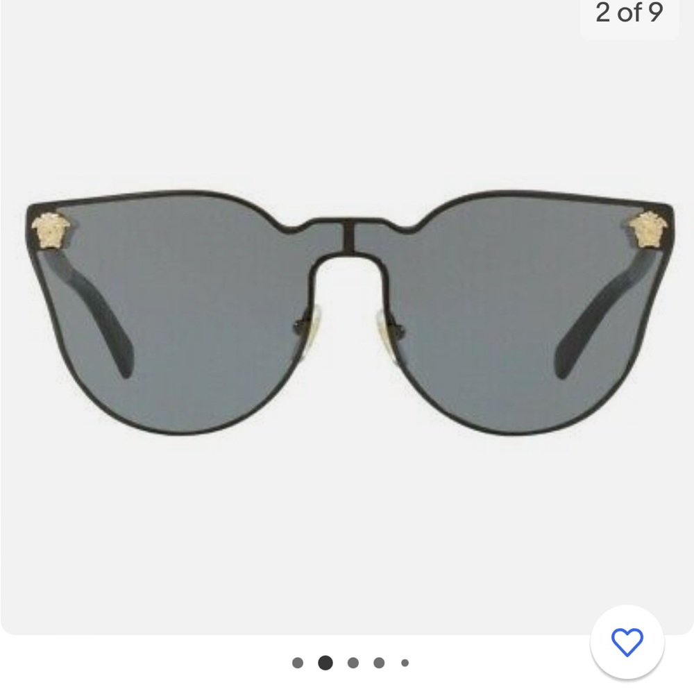 Versace Sunglasses, Mod 2120 in Silver Dark Gray Black Lenses designer sunnies